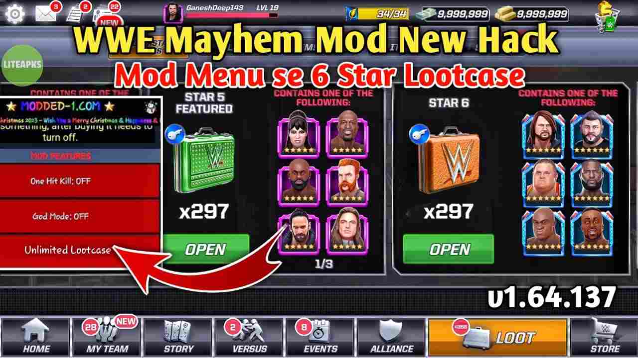 MOD APK features of WWE Mayhem game