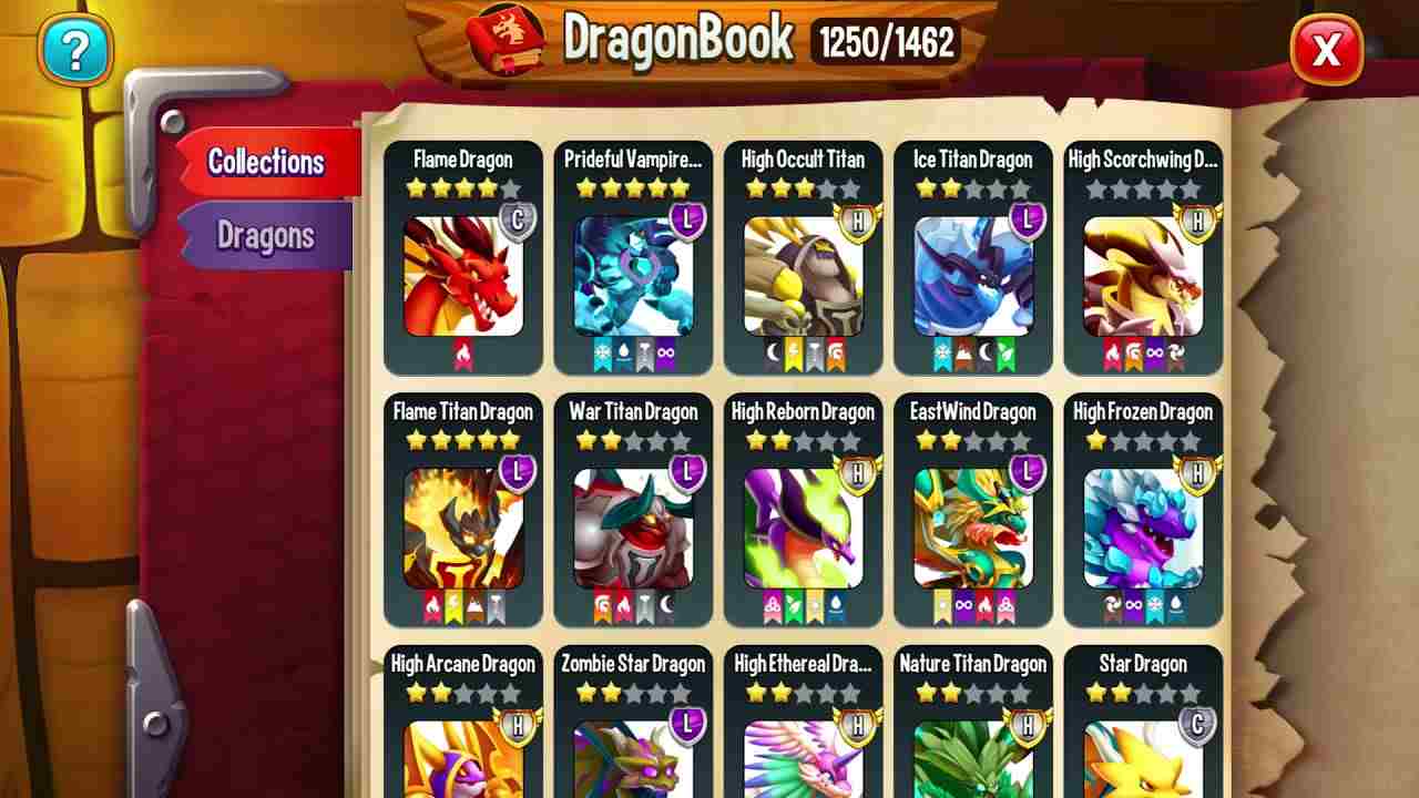 Hundreds of dragons divided into different elements Dragon City Mobile MOD