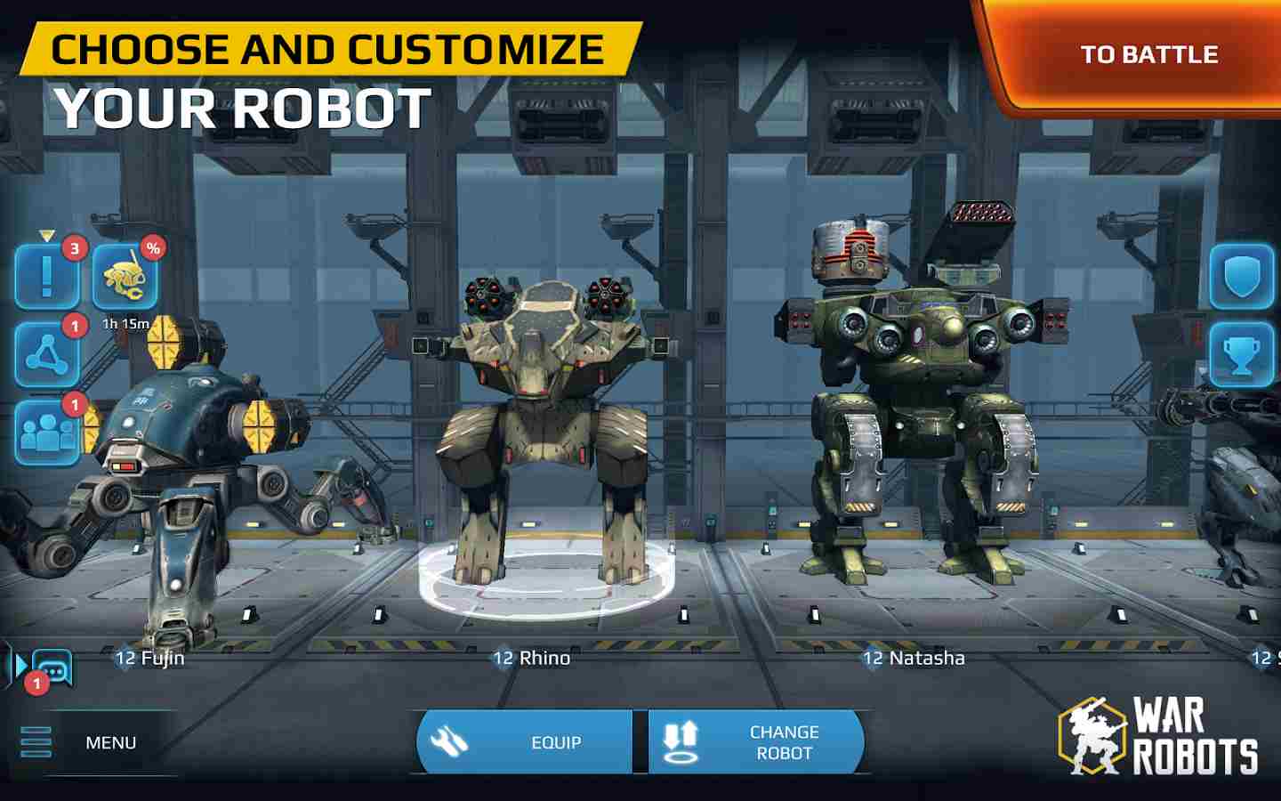 Explore the robot system with three different roles War Robots Multiplayer Battles