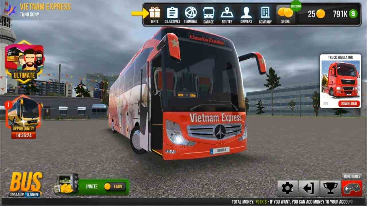 Unlock all buses in the game Bus Simulator- Ultimate MOD