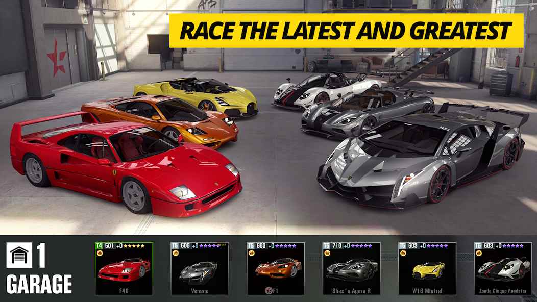 Unlock all racing cars to experience the performance on the track