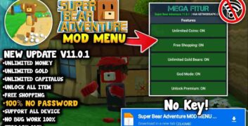 Tải Hack Super Bear Adventure MOD APK 11.1.3 (Vô Hạn Tiền, Tất Cả Skin, Fly) image