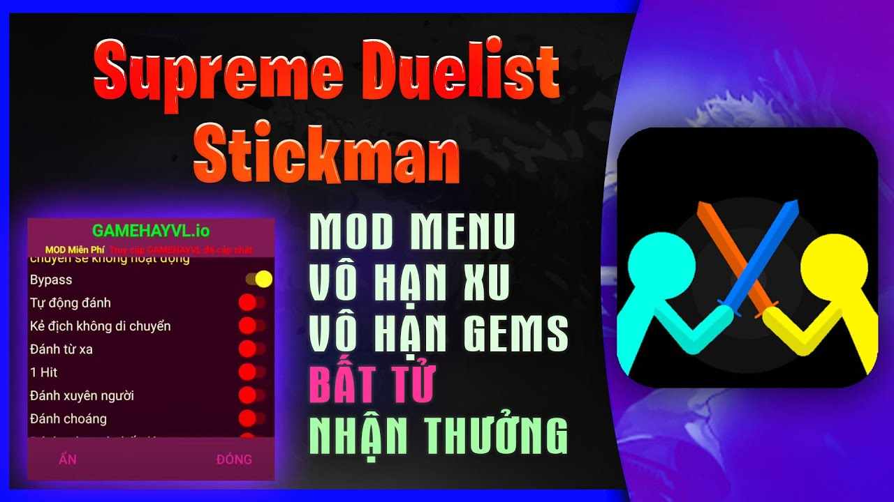 Tải Hack Supreme Duelist Stickman MOD APK 3.7.6 (Full Tiền, Mở Khoá Tất Cả, Max Level)