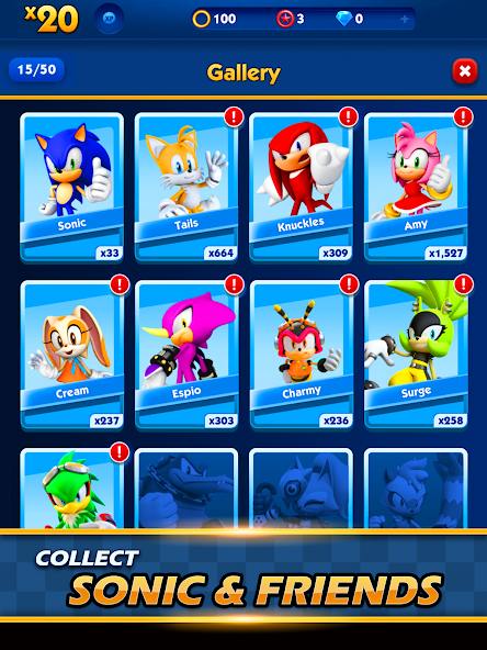 Tất cả nhân vật đã mở khoá ngay từ đầu Sonic Dash MOD