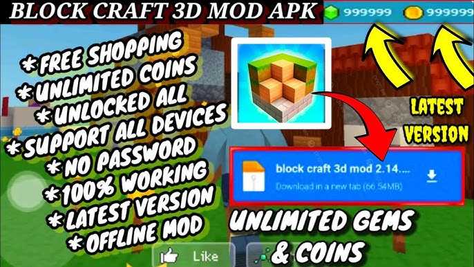 Các tính năng MOD APK có trên game Block Craft 3D được tải xuống từ HNHAYVL